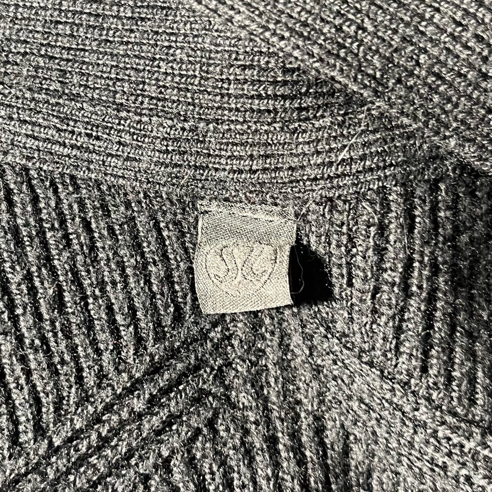 Lululemon Size 2 (med) black ribbed knit open wool blend cardigan cozy Cabinco… - Picture 5 of 8